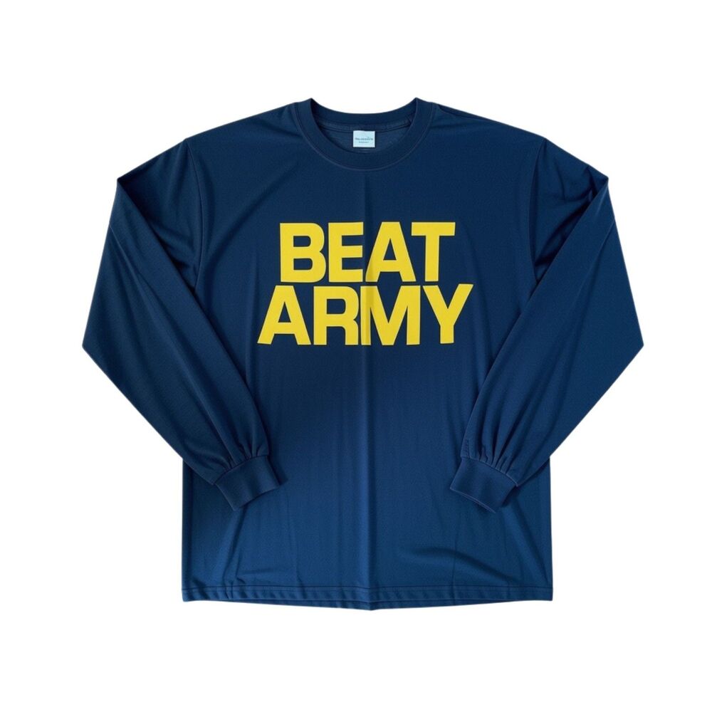 Gildan Men's Beat Army USNA Long Sleeve T-Shirt Size Medium Navy Blue